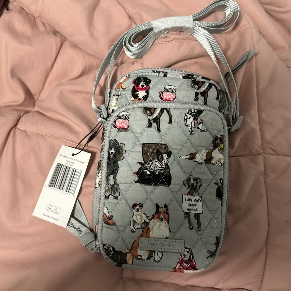 Vera Bradley Petite cellphone crossbody dog show print